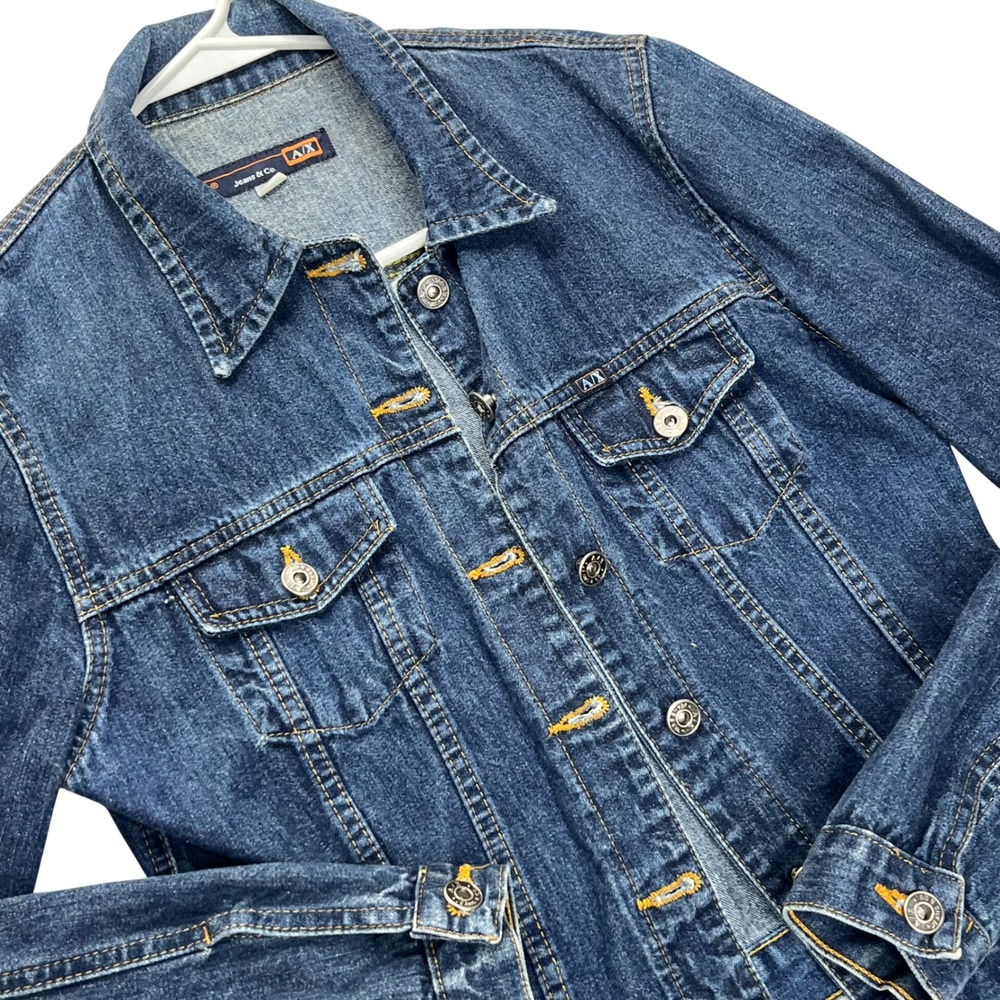 Armani Exchange Denim Jacket Womens M Blue Cotton Trucker A/X Jeans & Co. Coat